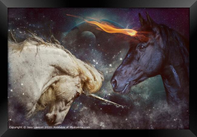Fire & Ice Unicorns Framed Print by Jaxx Lawson