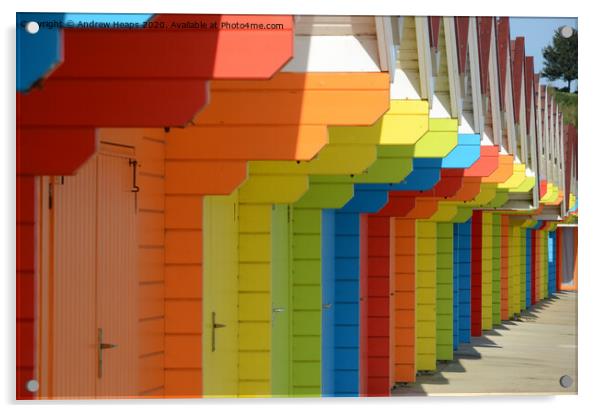 Row of colourful beach huts Acrylic by Andrew Heaps