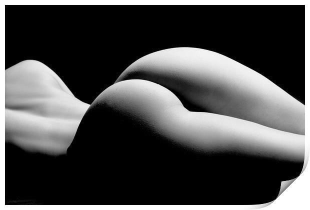 ass of a woman naked and nude fine art photography bodyscape laying on black studio background Print by Alessandro Della Torre