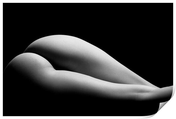 ass of a woman naked in fine art photography bodyscape laying on black studio background Print by Alessandro Della Torre