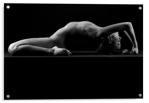 young woman nude art photography naked on black an Acrylic by Alessandro Della Torre