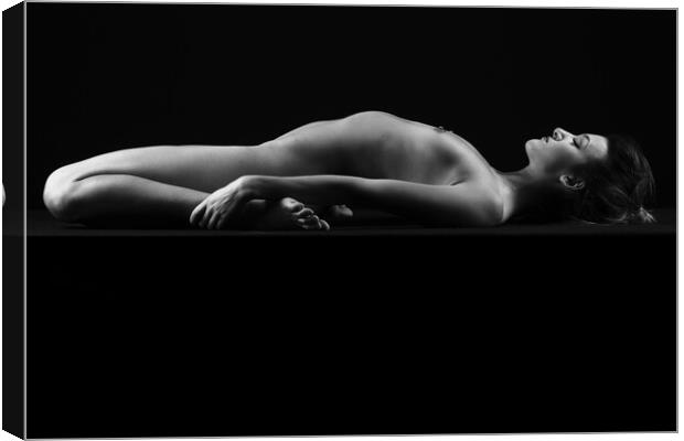 young woman nude art photography naked on black and white Canvas Print by Alessandro Della Torre