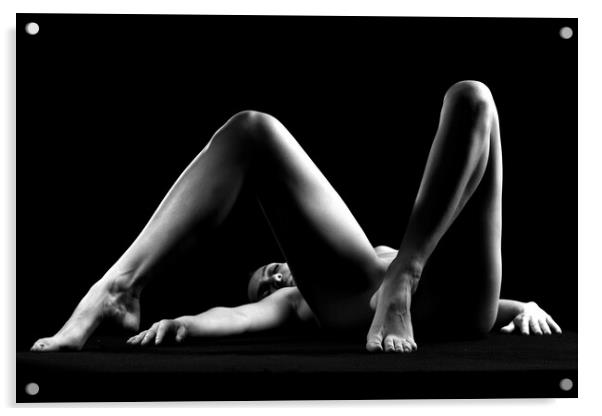 young woman nude art photography naked on black and white Acrylic by Alessandro Della Torre