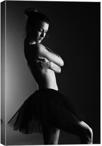 ballerina woman dancer with tutu dress black nude Canvas Print by Alessandro Della Torre