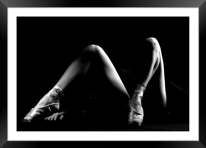 The legs of a classic ballerina dancer with classical dancing shoes Framed Mounted Print by Alessandro Della Torre