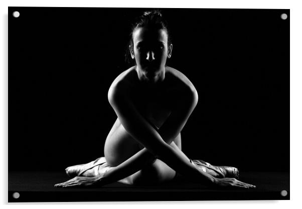  woman classical ballet ballerina dancer sitting with classic ballerina shoes Acrylic by Alessandro Della Torre