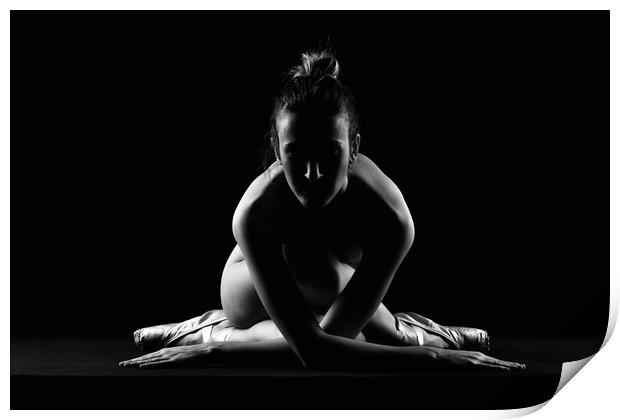 nude ballerina dancer sitting down with dacing classic shoes Print by Alessandro Della Torre