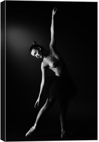 nude balllerina classic dancer doing classical dan Canvas Print by Alessandro Della Torre
