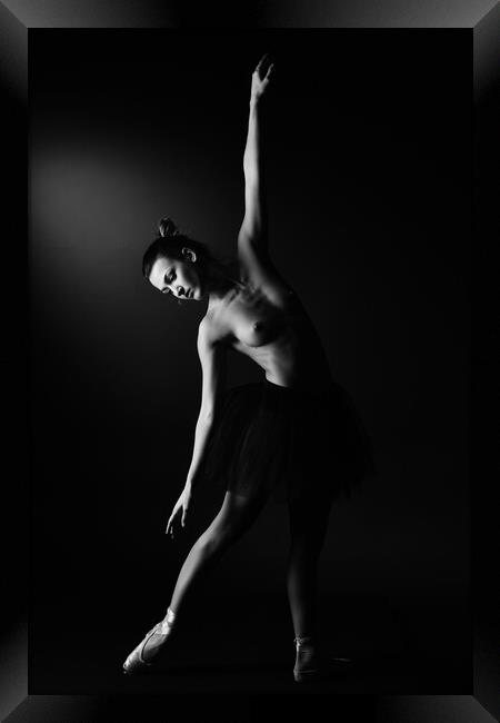 nude balllerina classic dancer doing classical dan Framed Print by Alessandro Della Torre