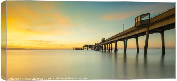 Pier at Sunrise  Canvas Print by Anthony Rigg