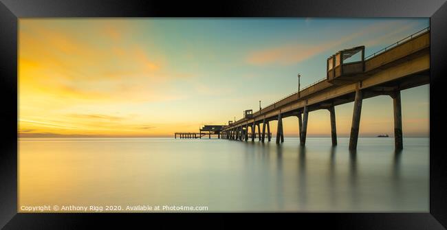 Pier at Sunrise  Framed Print by Anthony Rigg