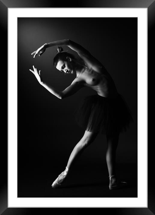 nude balllerina classic dancer doing classical dan Framed Mounted Print by Alessandro Della Torre