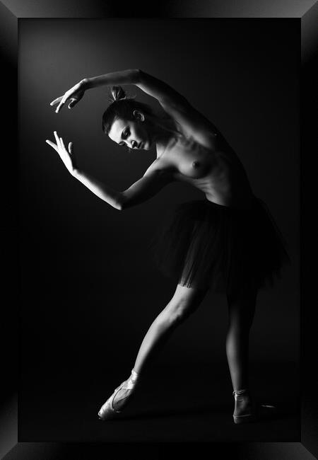 nude balllerina classic dancer doing classical dan Framed Print by Alessandro Della Torre