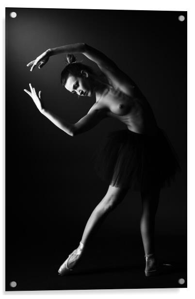 nude balllerina classic dancer doing classical dan Acrylic by Alessandro Della Torre