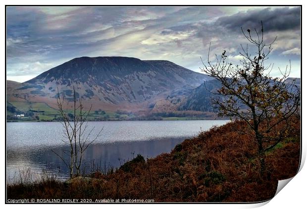 Autumn morning mists at Ennerdale water Print by ROS RIDLEY