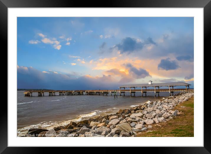 Pier and Seawall in Late Afternoon Framed Mounted Print by Darryl Brooks