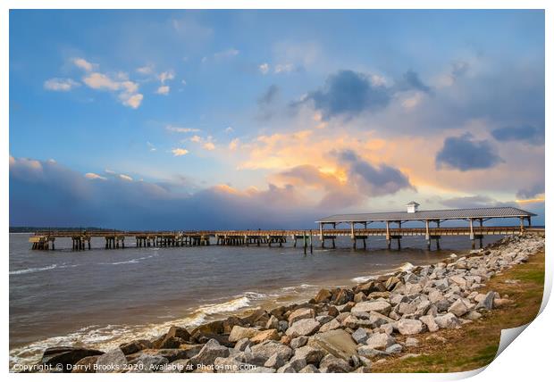 Pier and Seawall in Late Afternoon Print by Darryl Brooks