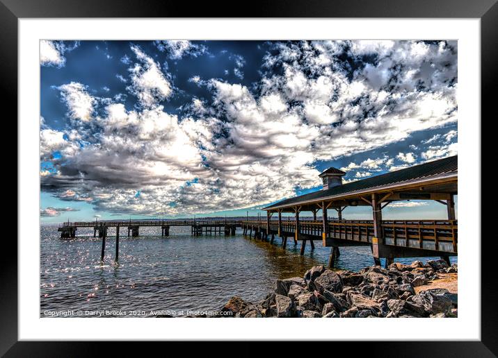 Pier Under Gathering Clouds Framed Mounted Print by Darryl Brooks