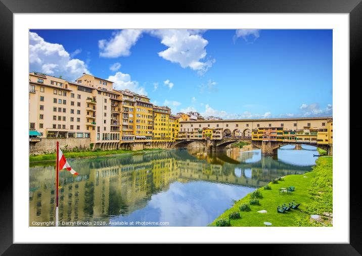 Red and White Flag by Ponte Vecchio Framed Mounted Print by Darryl Brooks