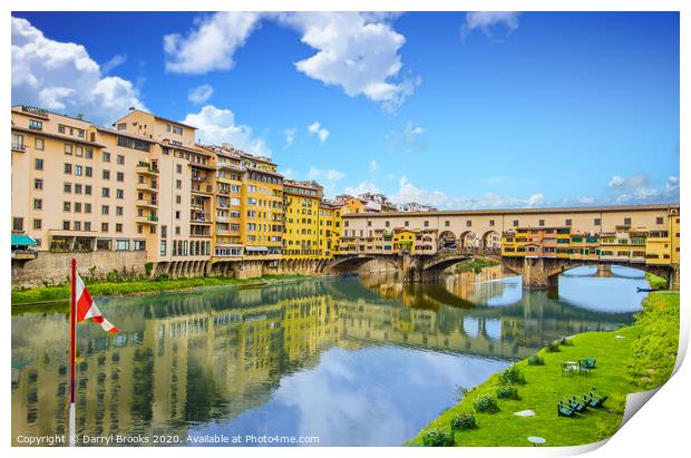Red and White Flag by Ponte Vecchio Print by Darryl Brooks