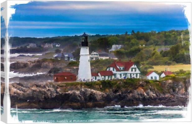 Boat and Channel Marker b Portland Head Canvas Print by Darryl Brooks