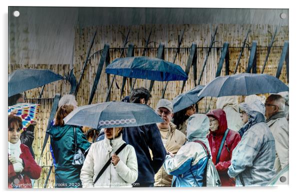Raining in Barcelona Acrylic by Darryl Brooks