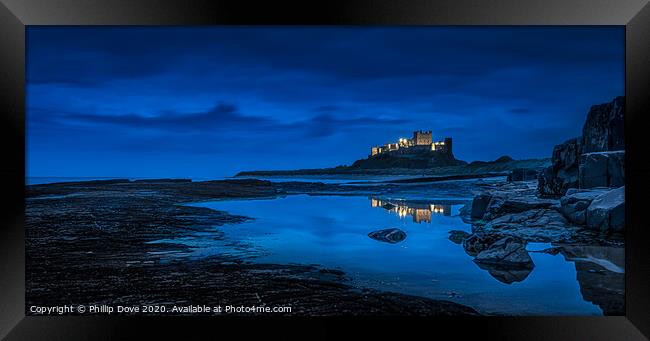 Bamburgh Castle Twilight Reflections Framed Print by Phillip Dove LRPS