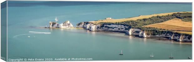 Old Harry Rocks Panorama Canvas Print by Pete Evans