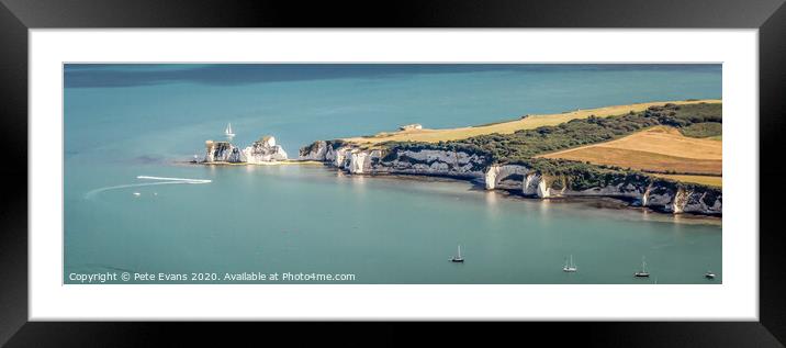 Old Harry Rocks Panorama Framed Mounted Print by Pete Evans
