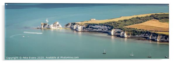 Old Harry Rocks Panorama Acrylic by Pete Evans