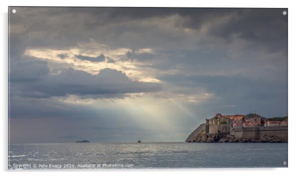 Sunburst at Dubrovnik Acrylic by Pete Evans