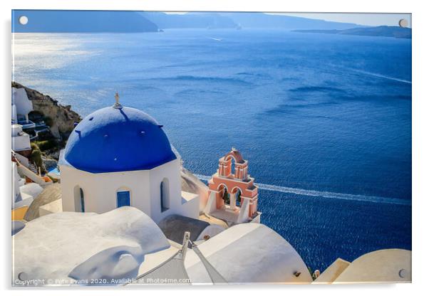 Santorini in Blue and White Acrylic by Pete Evans