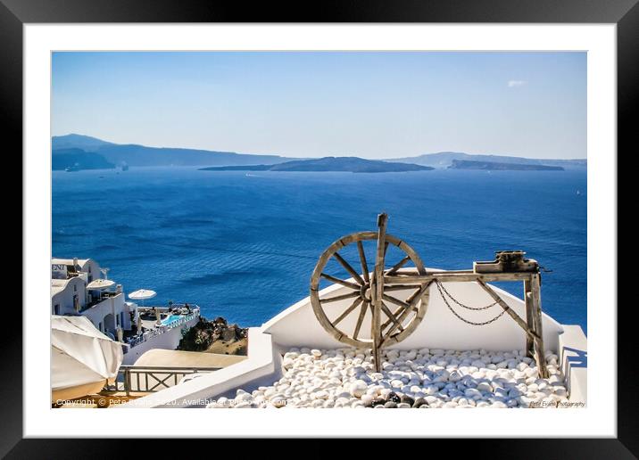 Santorini rooftop view Framed Mounted Print by Pete Evans
