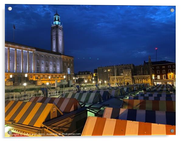 Norwich Market by Night  Acrylic by Sally Lloyd