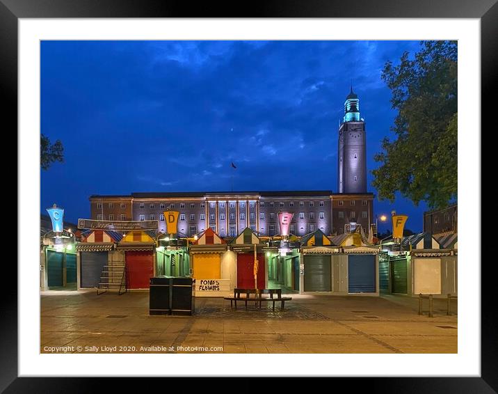 Norwich City Hall at night Framed Mounted Print by Sally Lloyd
