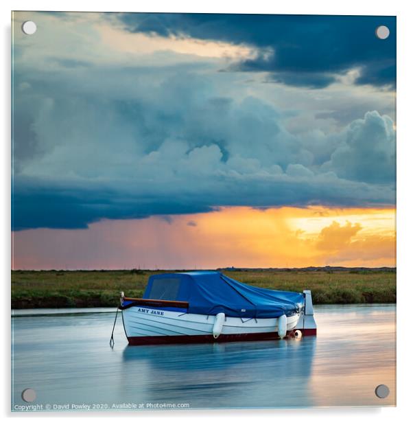 Blakeney boat at sunset Acrylic by David Powley