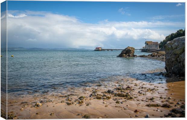 A rocky beach next to a body of water Canvas Print by Bryn Morgan