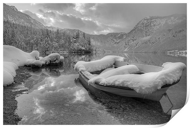 Lake Bohinj in Winter, Slovenia Print by Ian Middleton