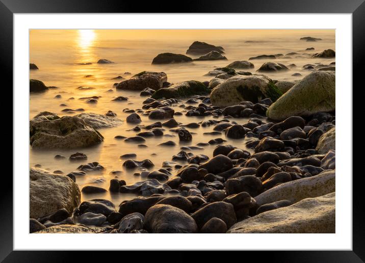 Sunset on a Rocky Beach  Framed Mounted Print by Hannah Temple