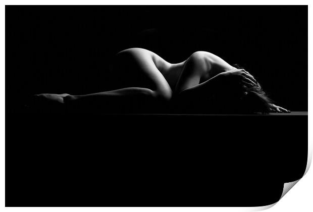 nude bodyscape of a naked woman laying down Print by Alessandro Della Torre