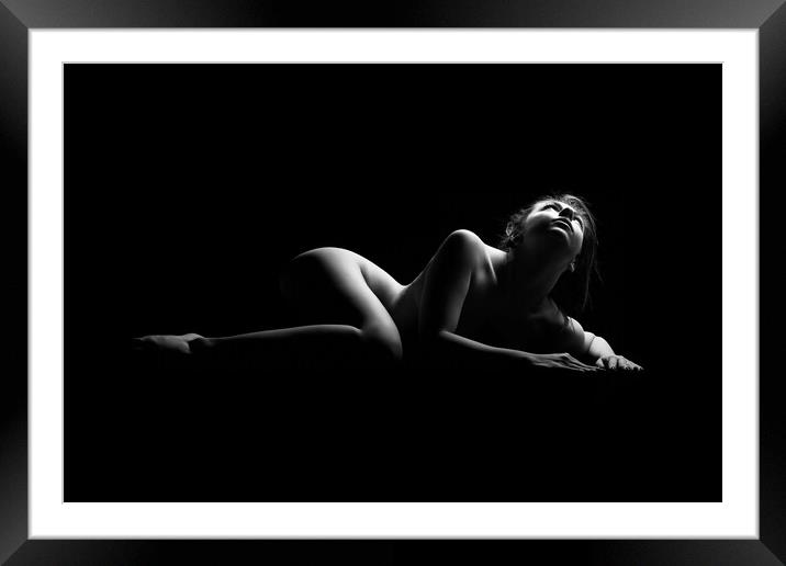 nude bodyscape of a naked woman laying down Framed Mounted Print by Alessandro Della Torre