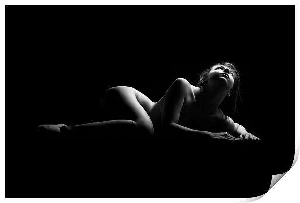 nude bodyscape of a naked woman laying down Print by Alessandro Della Torre