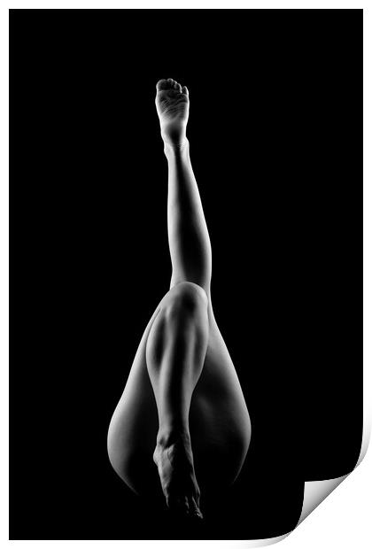 nude bodyscape of a naked legs of woman laying down Print by Alessandro Della Torre