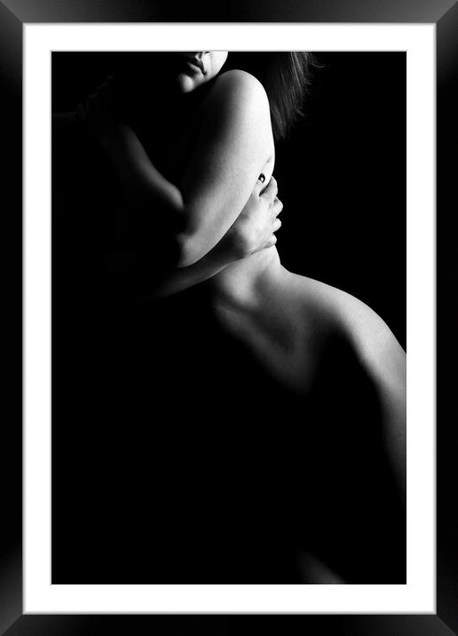 nude bodyscape of a naked woman standing Framed Mounted Print by Alessandro Della Torre
