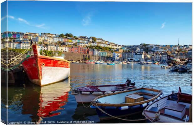 Fishing boats in Devon harbour Canvas Print by Steve Mantell