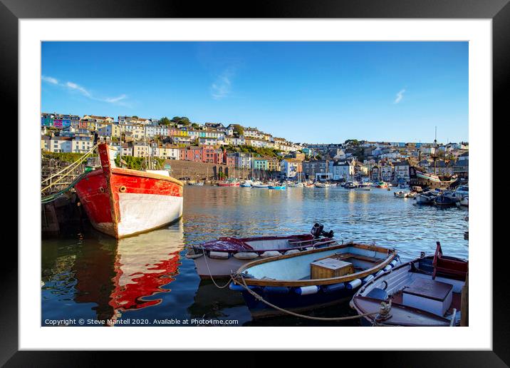 Fishing boats in Devon harbour Framed Mounted Print by Steve Mantell