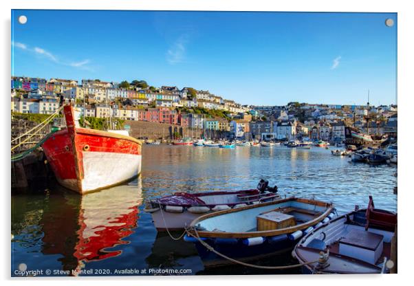 Fishing boats in Devon harbour Acrylic by Steve Mantell