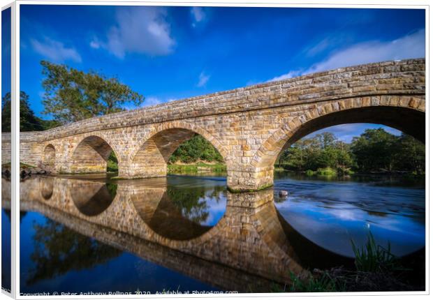 Bridge over Coquet  Canvas Print by Peter Anthony Rollings