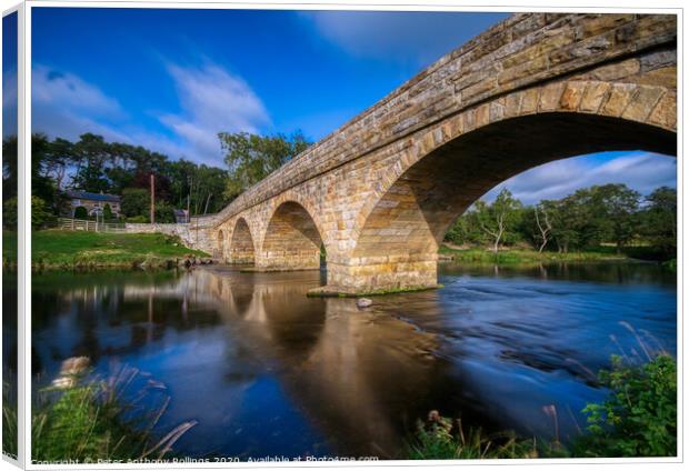 Bridge over Coquet  Canvas Print by Peter Anthony Rollings