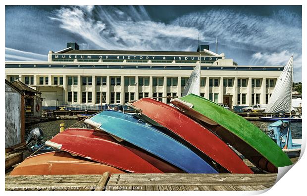 Rowboats at Museum of History and Industry Print by Darryl Brooks